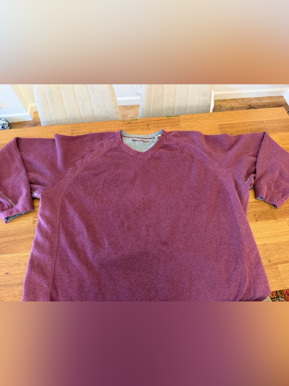 Tommy Bahama Reversible Maroon and Gray Crewneck Pullover 5XL